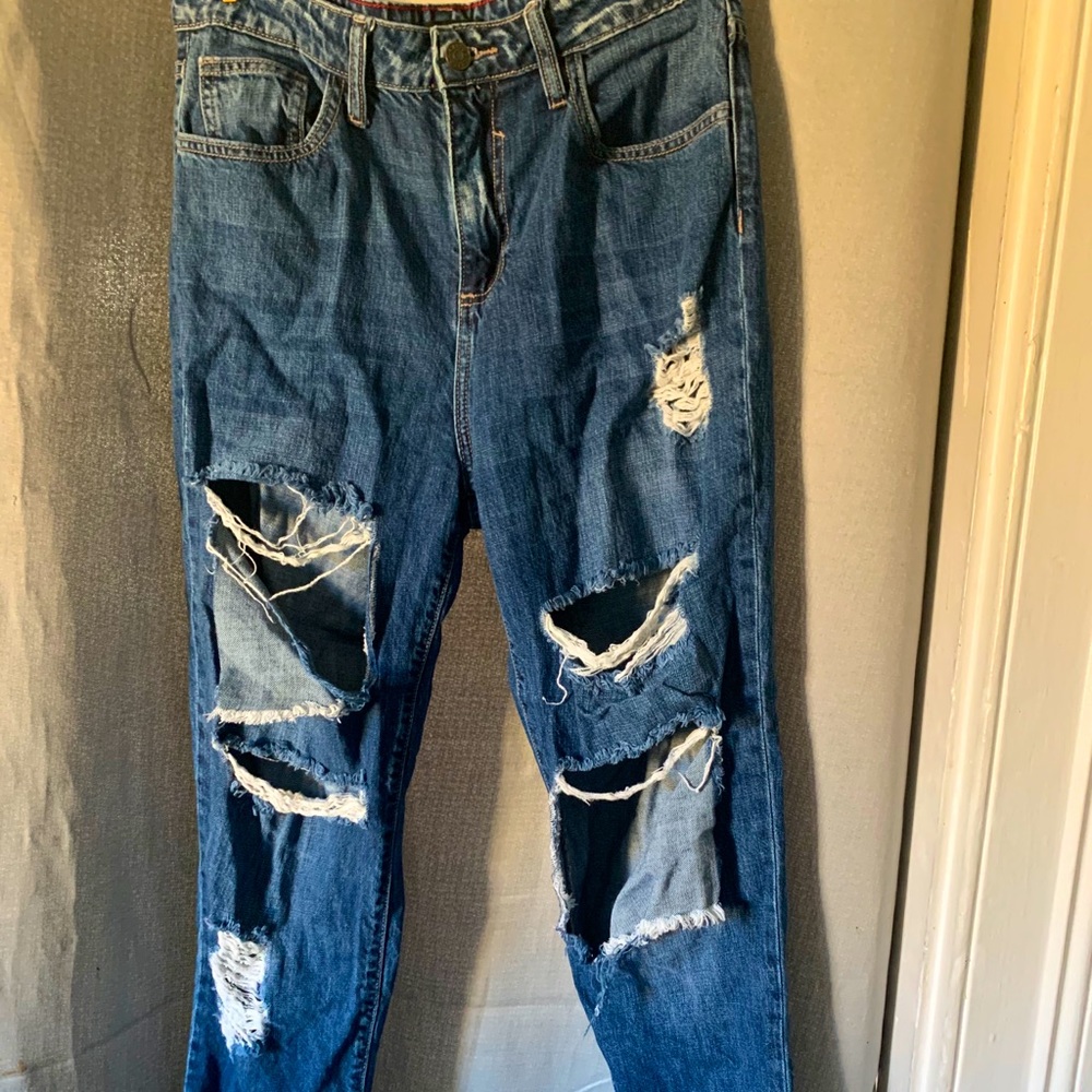 distressed mom jeans